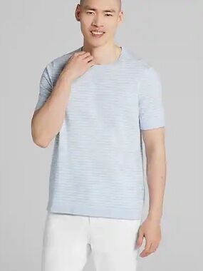 Joseph Abboud Modern Fit Light Blue & White Striped Knitted Tee Size XL